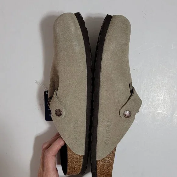 NEW Birkenstock Boston Soft Footbed Clogs Women 42 11 Taupe Suede Contemporary - Picture 4 of 7
